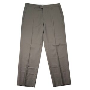 Zanella Todd Mens 38x30 Beige Dress Pants Wool Blend Flat Front Made in Italy